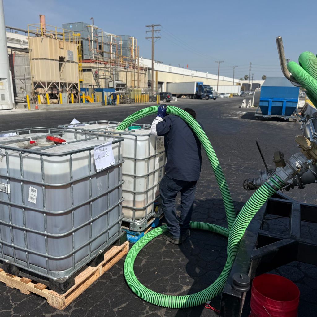 Grease Company truck at an authorized used cooking grease disposal and recycling facility