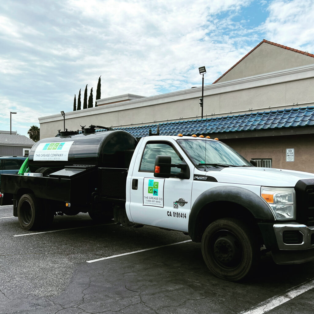 San Diego grease pickup truck at a local restaurant