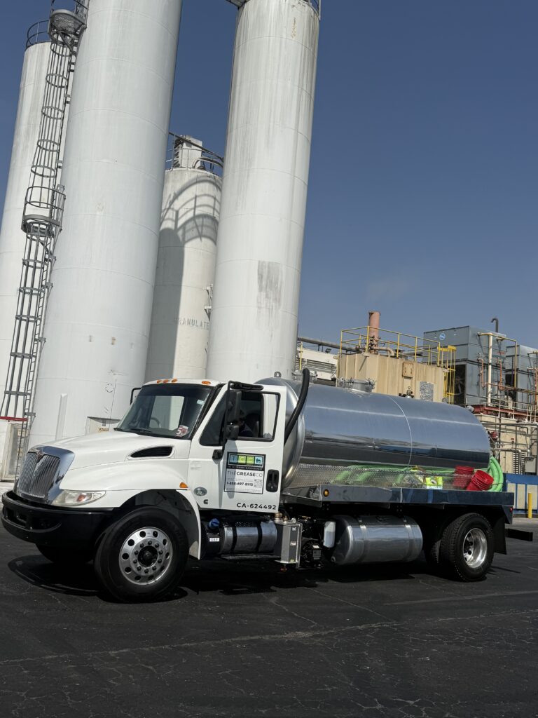 Service truck of a local commercial grease recycling company